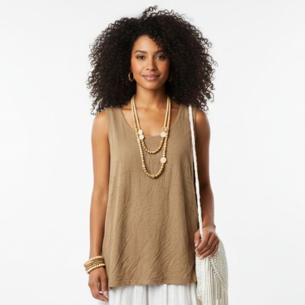 Brown Faux Suede Drape Cowl Neck Top From Boho Chic XL